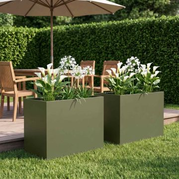 Vaso da giardino 2 pz Verde Oliva 50 x 40 x 50 cm