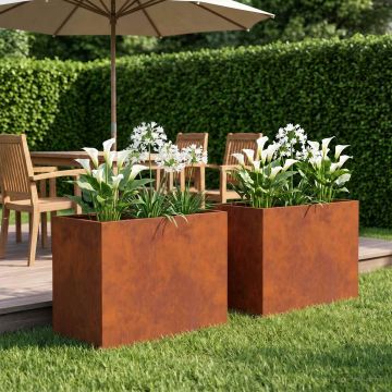 Vaso da giardino 2 pz Ruggine 50 x 40 x 50 cm Acciaio Corten