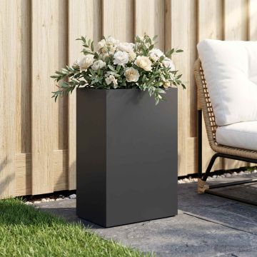 Vaso da giardino Nero 50 x 40 x 75 cm Acciaio laminato a freddo