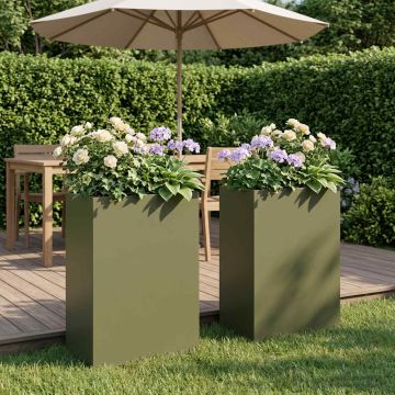 Vaso da giardino 2 pz Verde Oliva 50 x 40 x 75 cm