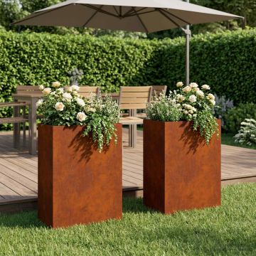 Vaso da giardino 2 pz Ruggine 50 x 40 x 75 cm Acciaio Corten