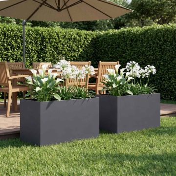 Vaso da giardino 2 pz Antracite 60 x 40 x 40 cm