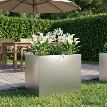 Vaso da giardino Argento 60 x 40 x 50 cm Acciaio Inox