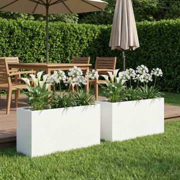 Vaso da giardino 2 pz Bianco 80 x 40 x 50 cm