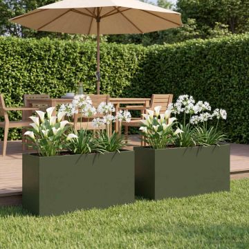 Vaso da giardino 2 pz Verde Oliva 80 x 40 x 50 cm