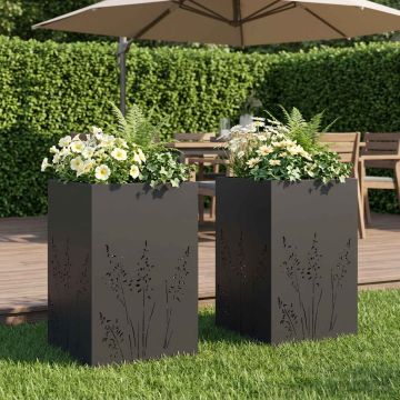Vaso da giardino 2 pz Nero 50 x 50 x 75 cm
