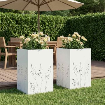 Vaso da giardino 2 pz Bianco 50 x 50 x 75 cm