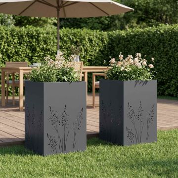 Vaso da giardino 2 pz Antracite 50 x 50 x 75 cm