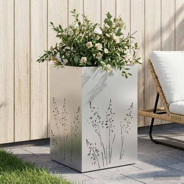 Vaso da giardino Argento 50 x 50 x 75 cm Acciaio zincato