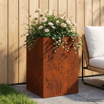 Vaso da giardino Ruggine 50 x 50 x 75 cm Acciaio Corten
