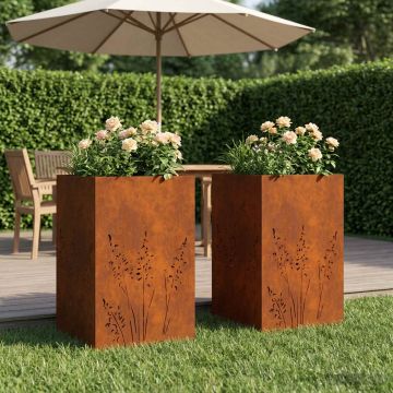 Vaso da giardino 2 pz Ruggine 50 x 50 x 75 cm Acciaio Corten