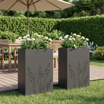 Vaso da giardino 2 pz Nero 50 x 30 x 75 cm