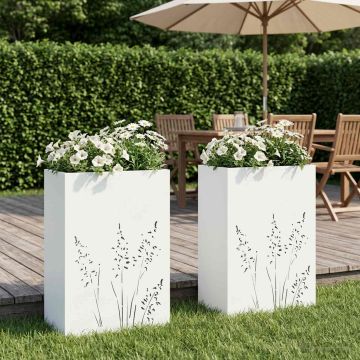 Vaso da giardino 2 pz Bianco 50 x 30 x 75 cm