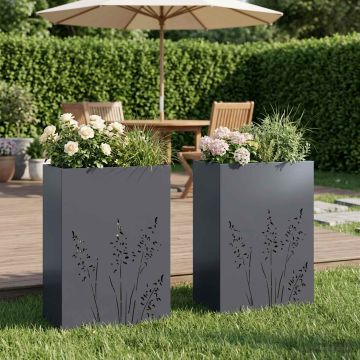 Vaso da giardino 2 pz Antracite 50 x 30 x 75 cm