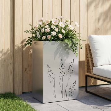 Vaso da giardino Argento 50 x 30 x 75 cm Acciaio Inox