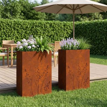 Vaso da giardino 2 pz Ruggine 50 x 30 x 75 cm Acciaio Corten