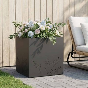 Vaso da giardino Nero 50 x 50 x 49 cm Acciaio laminato a freddo