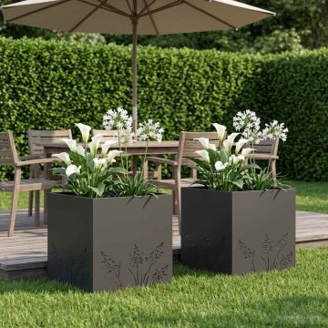 Vaso da giardino 2 pz Nero 50 x 50 x 49 cm