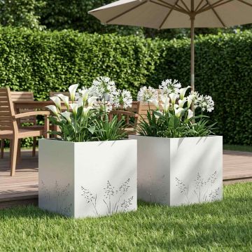 Vaso da giardino 2 pz Bianco 50 x 50 x 49 cm