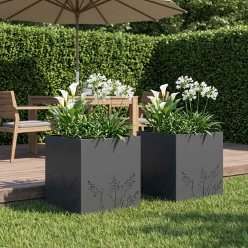 Vaso da giardino 2 pz Antracite 50 x 50 x 49 cm