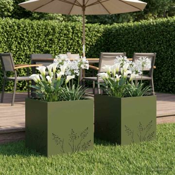 Vaso da giardino 2 pz Verde Oliva 50 x 50 x 49 cm