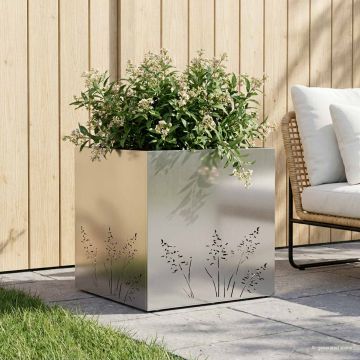 Vaso da giardino Argento 50 x 50 x 49 cm Acciaio Inox