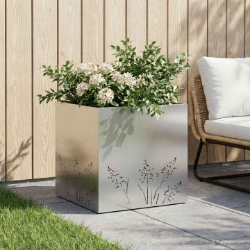 Vaso da giardino Argento 50 x 50 x 49 cm Acciaio zincato