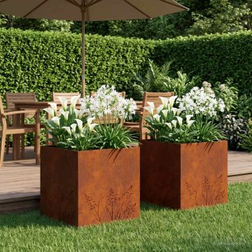 Vaso da giardino 2 pz Ruggine 50 x 50 x 49 cm Acciaio Corten