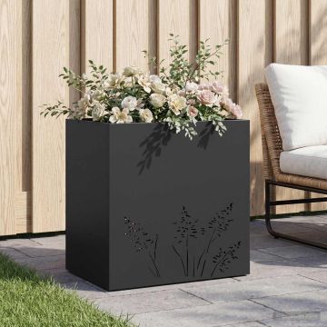 Vaso da giardino Nero 50 x 30 x 49 cm Acciaio laminato a freddo
