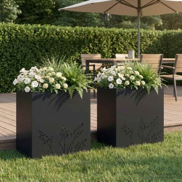 Vaso da giardino 2 pz Nero 50 x 30 x 49 cm