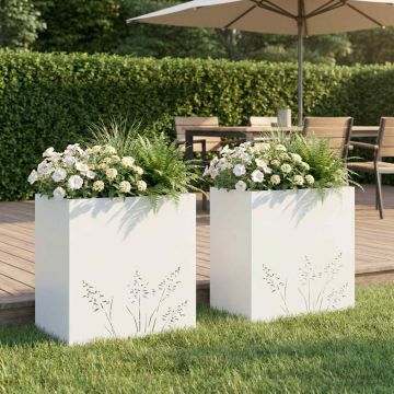 Vaso da giardino 2 pz Bianco 50 x 30 x 49 cm