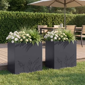 Vaso da giardino 2 pz Antracite 50 x 30 x 49 cm
