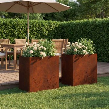 Vaso da giardino 2 pz Ruggine 50 x 30 x 49 cm Acciaio Corten