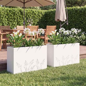 Vaso da giardino 2 pz Bianco 80 x 30 x 49 cm