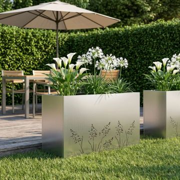 Vaso da giardino Argento 80 x 30 x 49 cm Acciaio Inox