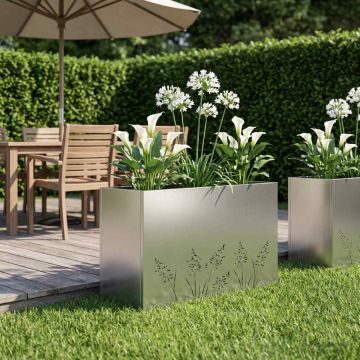 Vaso da giardino Argento 80 x 30 x 49 cm Acciaio zincato