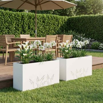 Vaso da giardino 2 pz Bianco 100 x 30 x 49 cm
