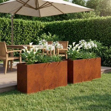Vaso da giardino 2 pz Ruggine 100 x 30 x 49 cm Acciaio Corten