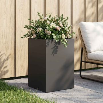Vaso da giardino Nero 40 x 40 x 60 cm Acciaio laminato a freddo