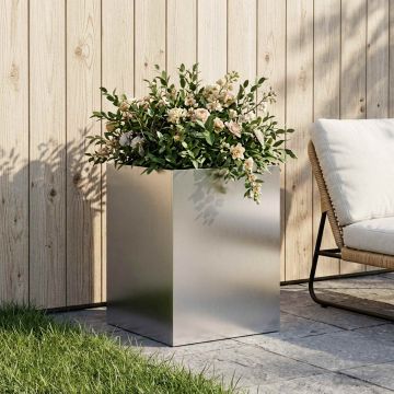 Vaso da giardino Argento 40 x 40 x 60 cm Acciaio Inox