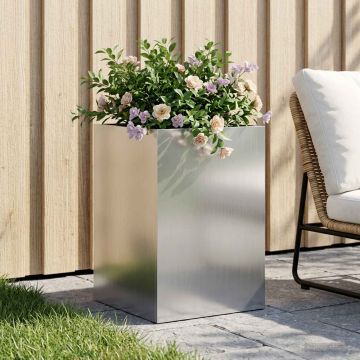 Vaso da giardino Argento 40 x 40 x 60 cm Acciaio zincato