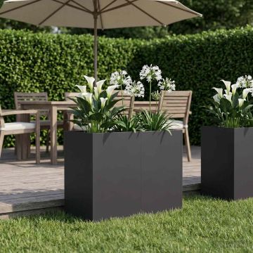 Vaso da giardino Nero 80 x 40 x 60 cm Acciaio laminato a freddo