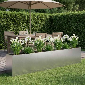 Vaso da giardino Argento 280 x 40 x 60 cm Acciaio Inox