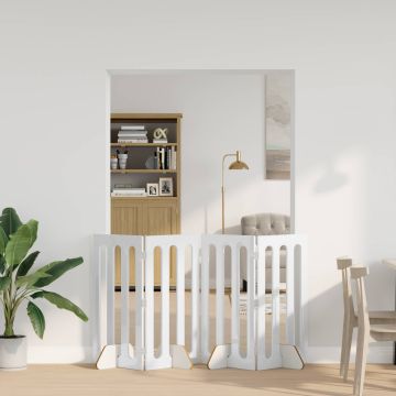 Recinto pieghevole per animali 4 pz Bianco Lucido