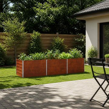 Letto rialzato da giardino Ruggine 240 x 80 x 55 cm cartone