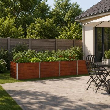 Letto rialzato da giardino Ruggine 320 x 80 x 55 cm cartone