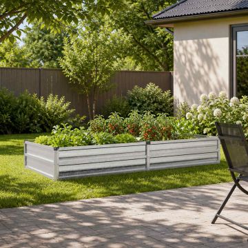 Letto rialzato da giardino Argento 160 x 80 x 24 cm