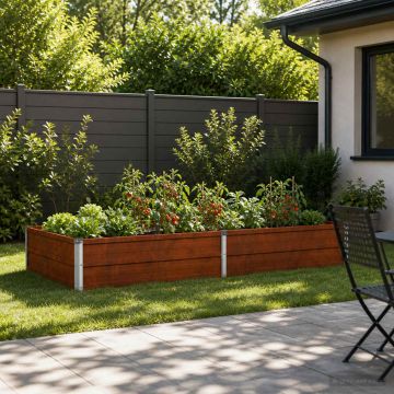 Letto rialzato da giardino Ruggine 160 x 80 x 24 cm cartone