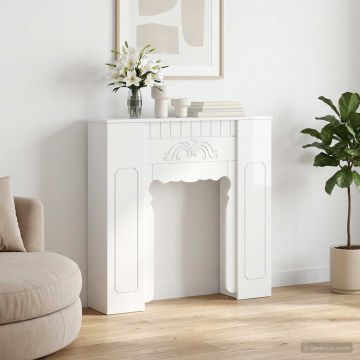 Cornice per camino Bianco Lucido 93 x 20 x 89 cm