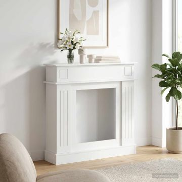 Cornice per camino Bianco Lucido 102 x 26 x 100 cm